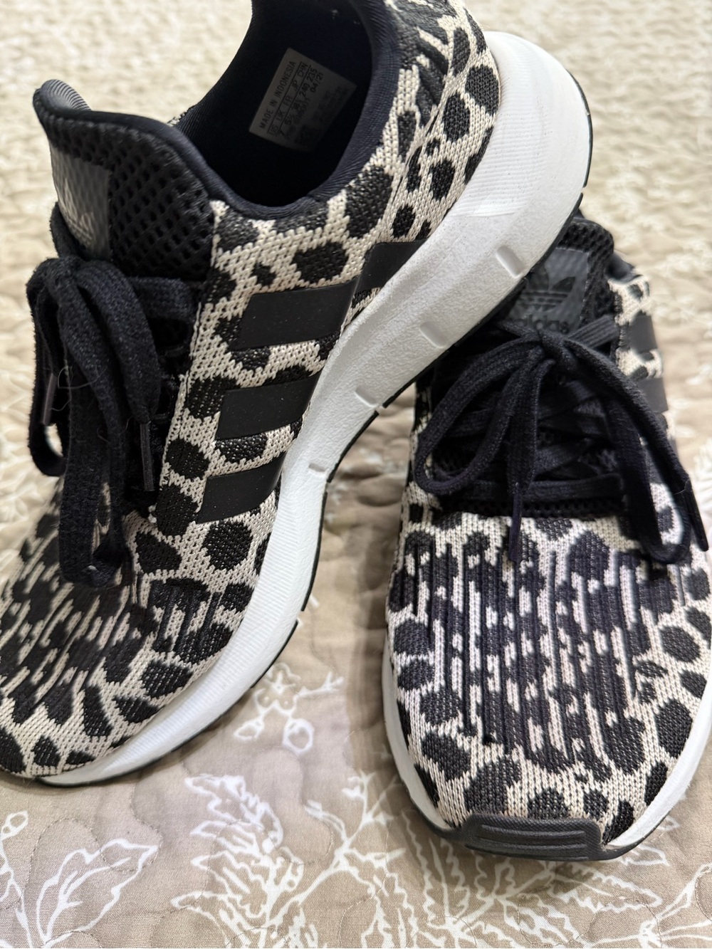 adidas Swift Run Knit Leopard-Print Running Sneakers
